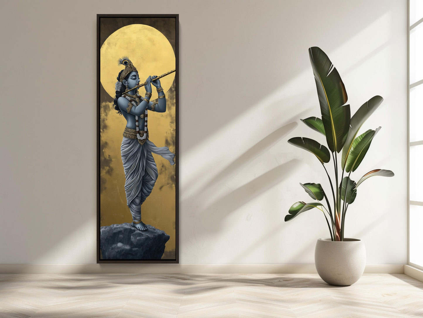 Lord Krishna canvas wall art shown in a styled room (view 2)