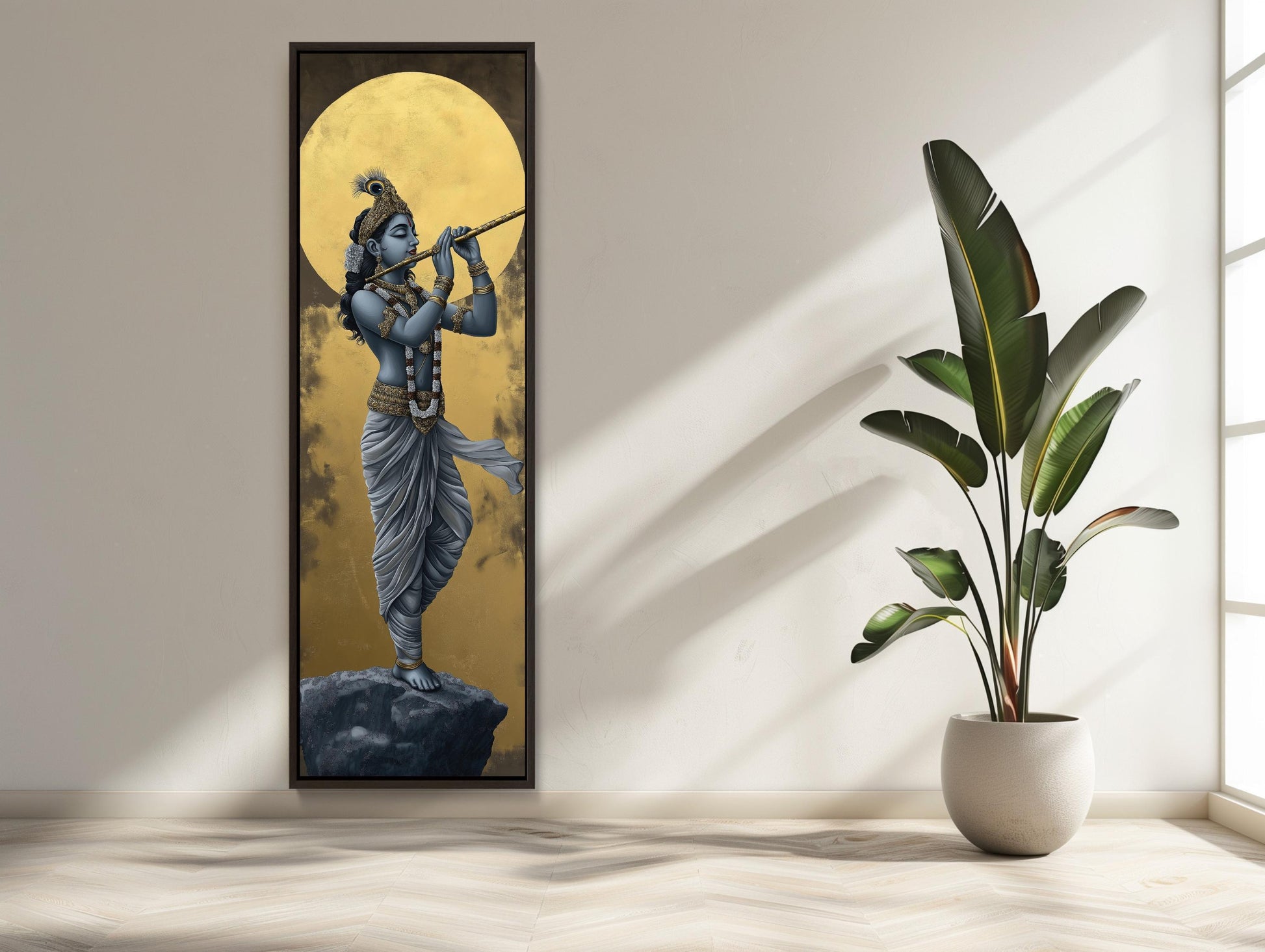 Lord Krishna canvas wall art shown in a styled room (view 2)