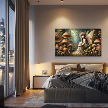 Forest Fairy canvas wall art shown in a styled room