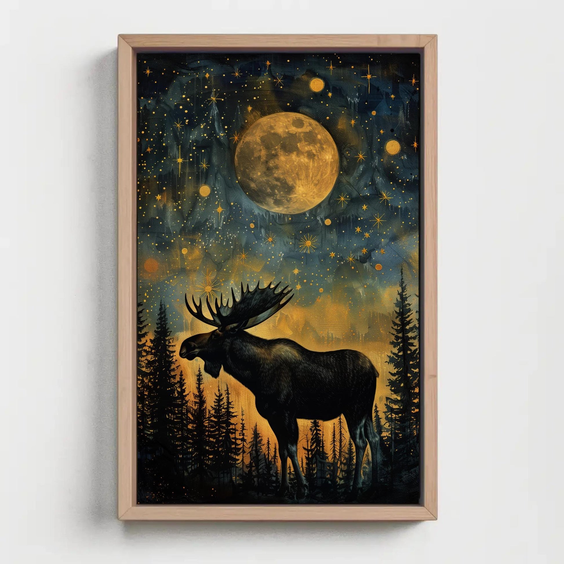 Moose canvas print, premium giclée wall art