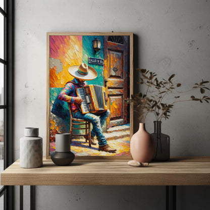 Mariachi Accordion , Mexican Music canvas wall art shown in a styled room (view 5)