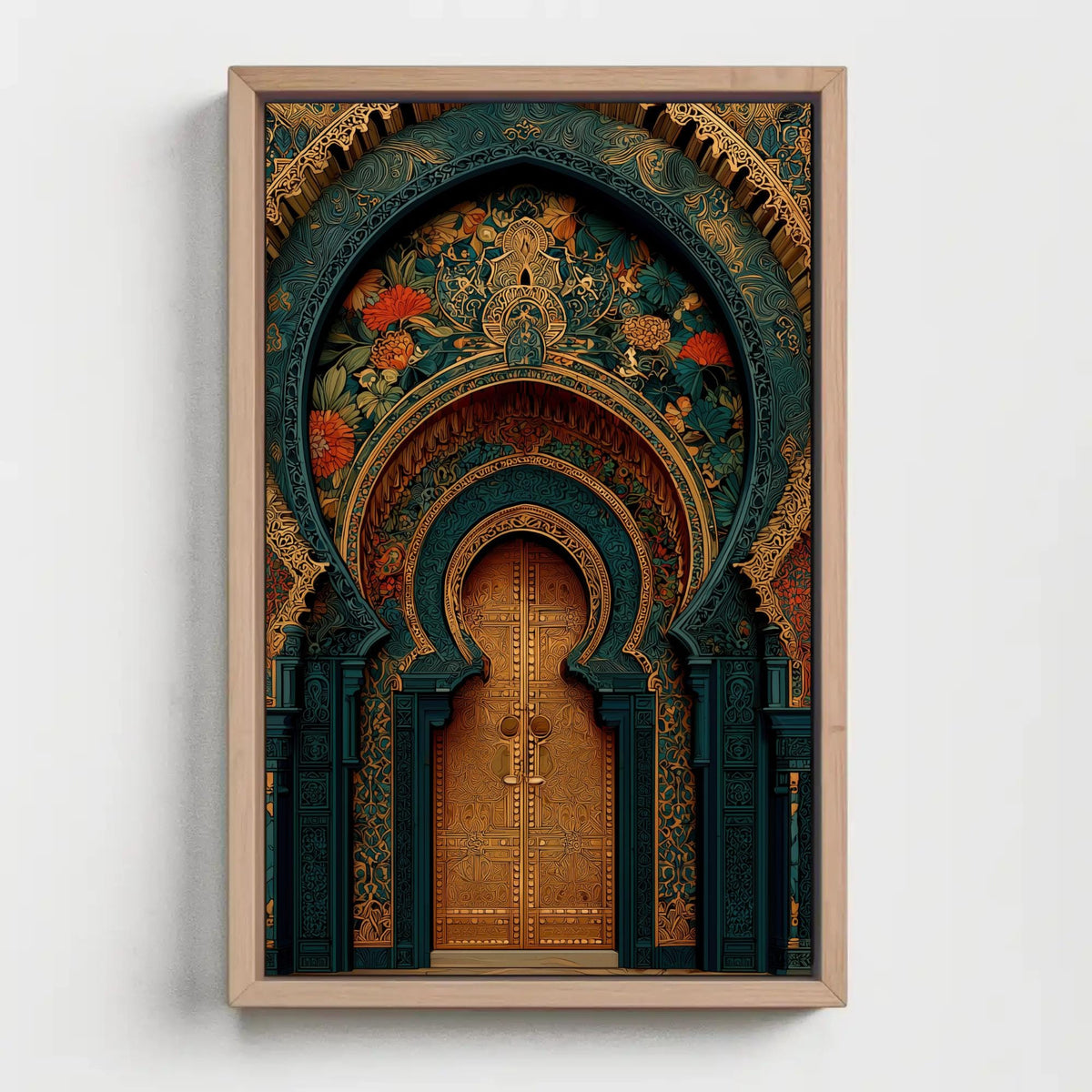 Moroccan palace archway canvas wall art, picture of a door in a wall