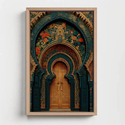 Moroccan palace archway canvas wall art, picture of a door in a wall