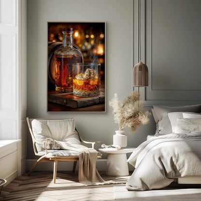 Whiskey Barrel Canvas Print – Rustic Bourbon Wall Art for Home Bar Decor
