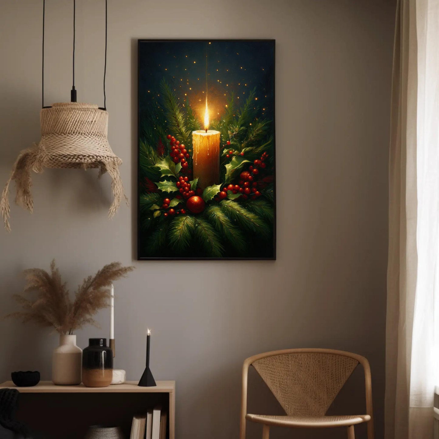 Christmas Candle canvas wall art shown in a styled room (view 3)