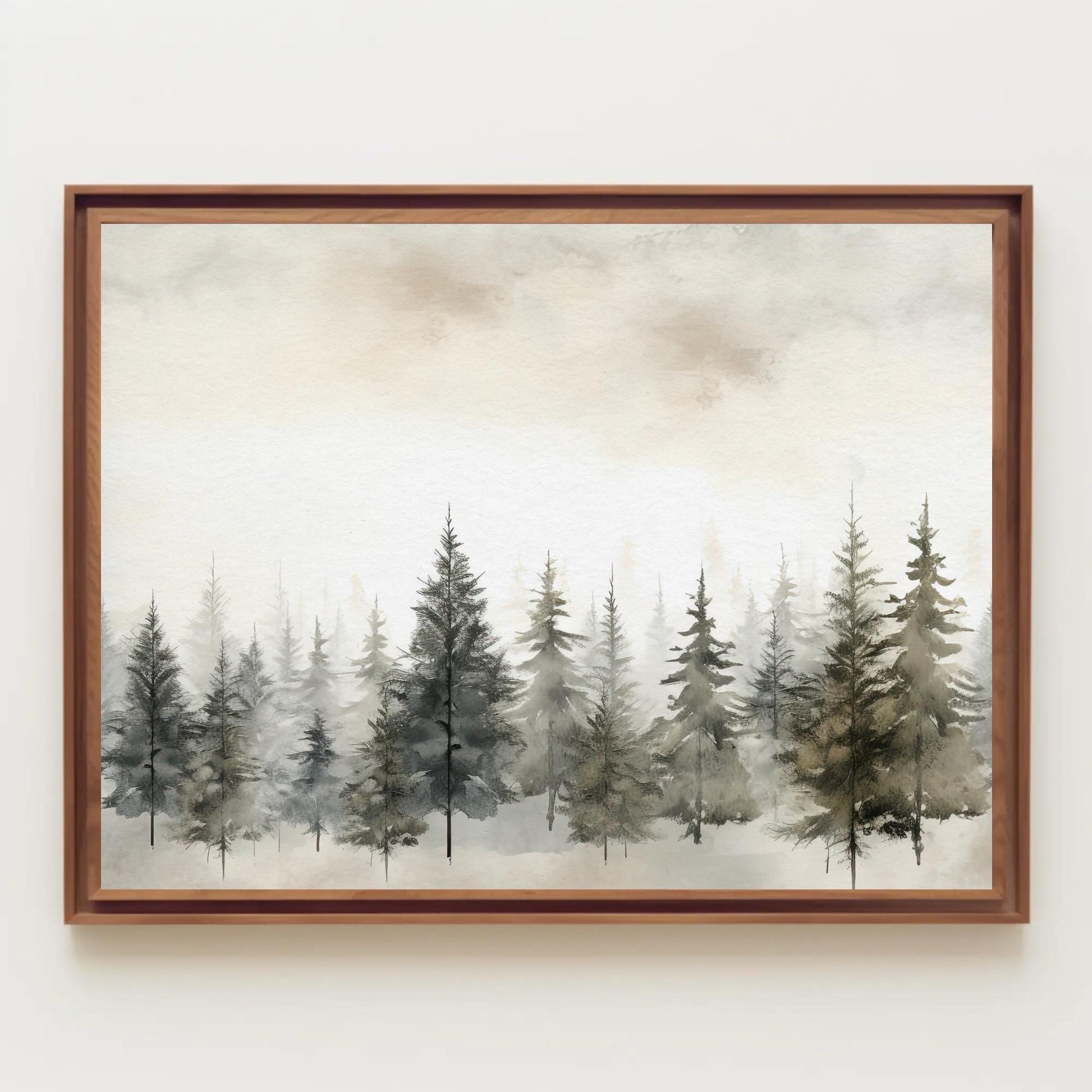 Pine Tree canvas wall art shown in a styled interior