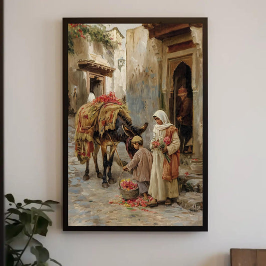 Arabian Street Canvas Print - Islamic Wall Art | Muslim Woman Painting on Museum-Grade Canvas