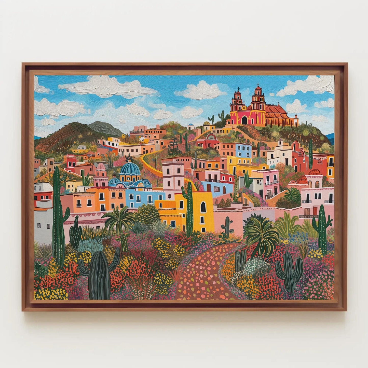 Zacatecas Mexico , Colorful Colonial art deco canvas wall art, ready to hang
