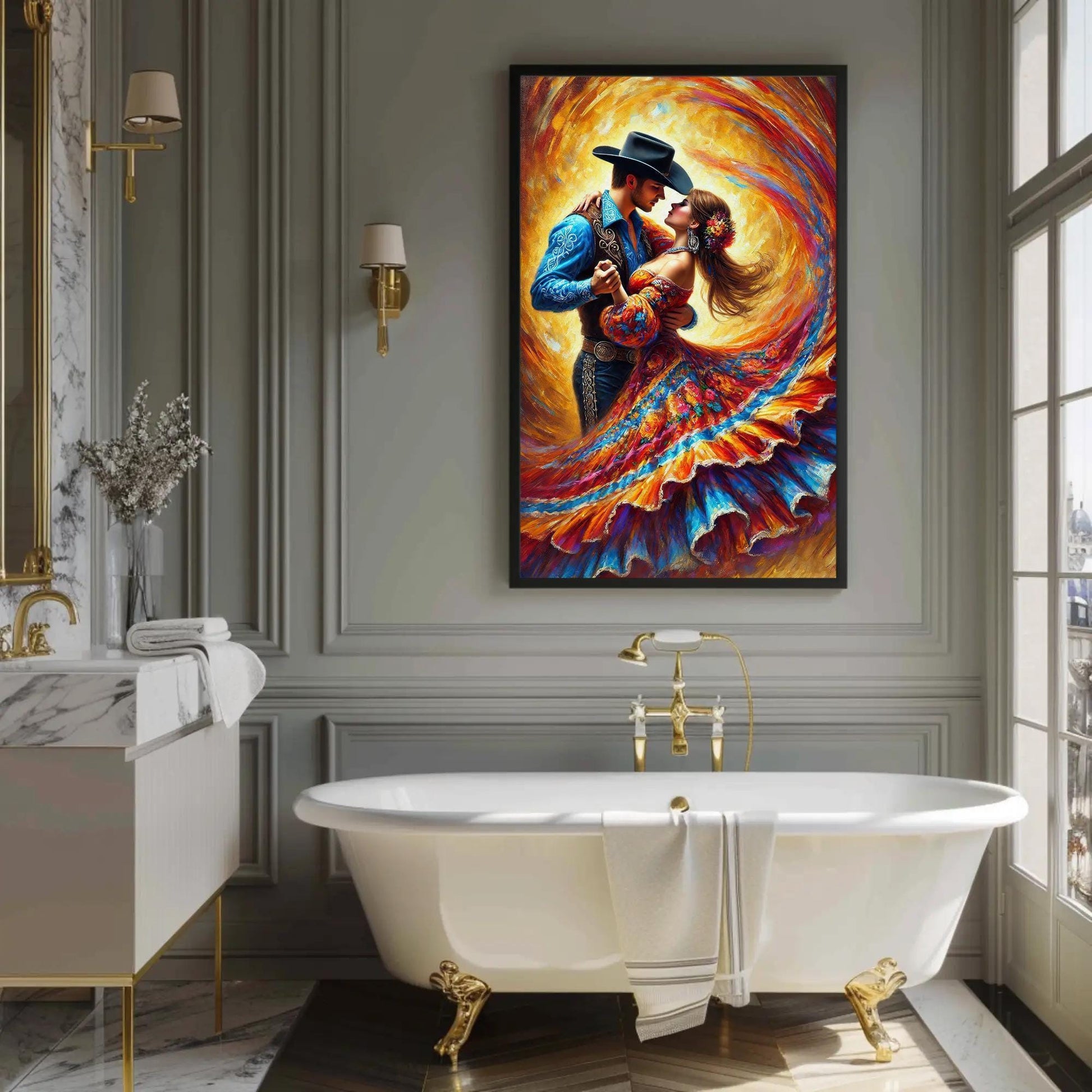 Jarabe Tapatío canvas wall art shown in a styled interior