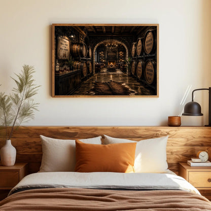 Bourbon Whiskey Wall Art - Horizontal Canvas, Sepia Barrel Prints