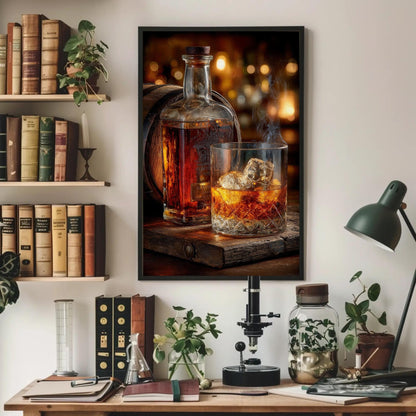Whiskey Barrel Canvas Print – Rustic Bourbon Wall Art for Home Bar Decor