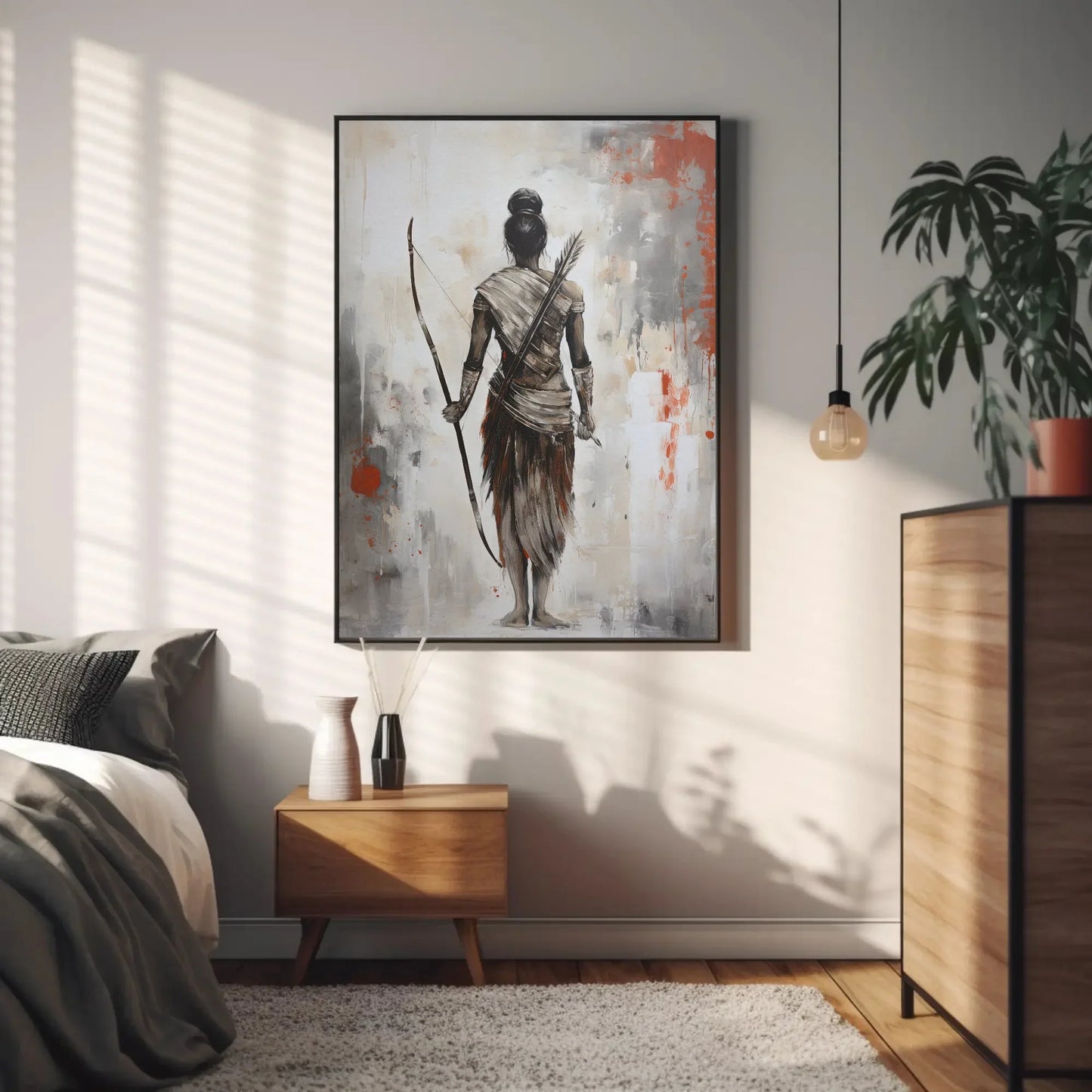 Lord Ram Abstract Canvas Painting, Lord Ram Poster Print, Hindu God Wall Art, Indian Home Decor, Religious Artwork, Indian Painting Wall Art – Canvas Print