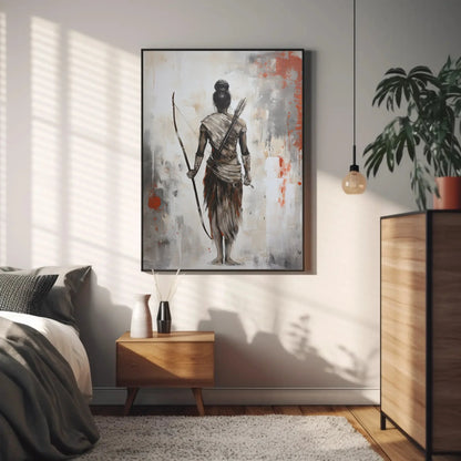 Lord Ram Abstract Canvas Painting, Lord Ram Poster Print, Hindu God Wall Art, Indian Home Decor, Religious Artwork, Indian Painting Wall Art – Canvas Print