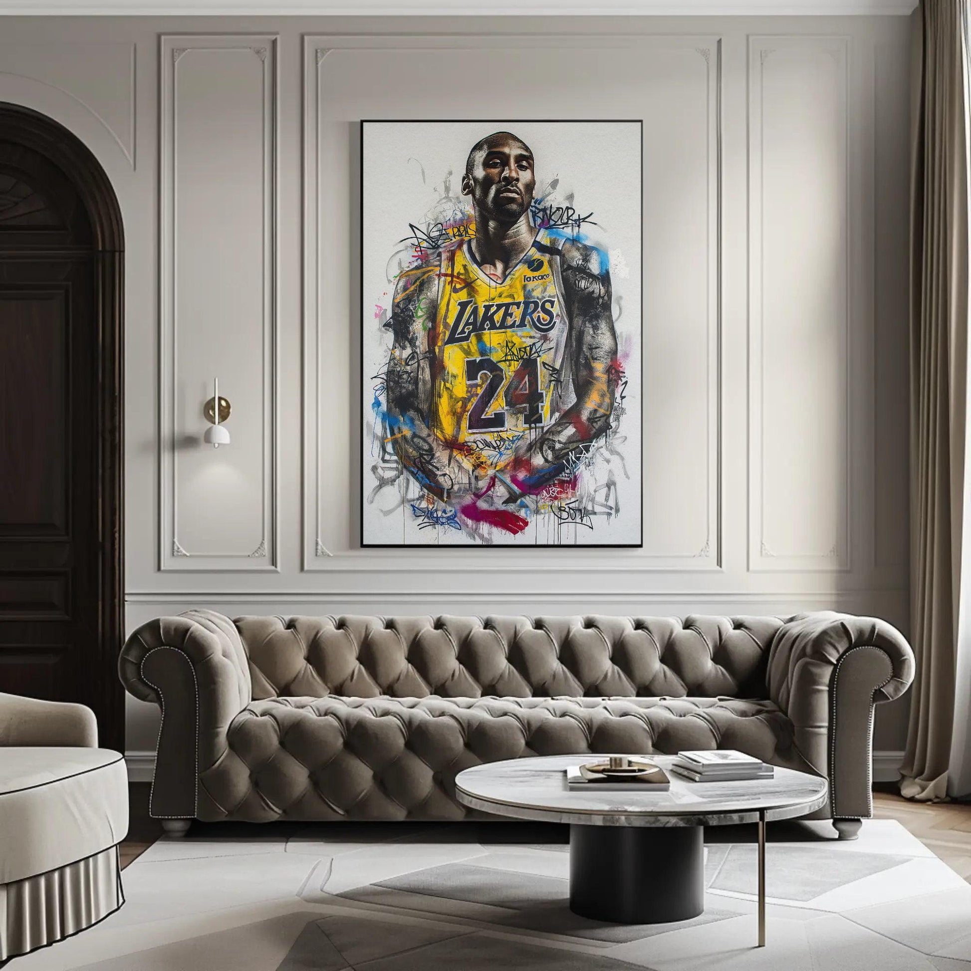 Kobe Bryant , Lakers Graffiti Basketball canvas wall art, ready to hang
