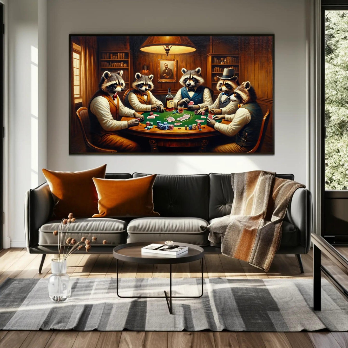 Raccoons Playing Poker canvas print, premium giclée wall art