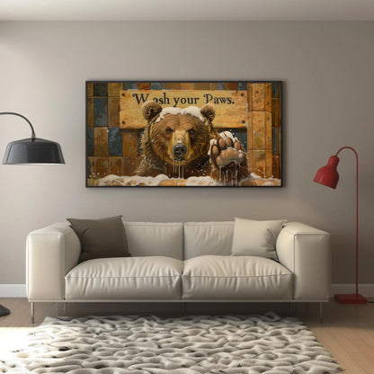 Brown Bear canvas wall art shown in a living room