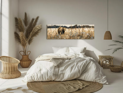Brown Bear canvas wall art shown in a bedroom