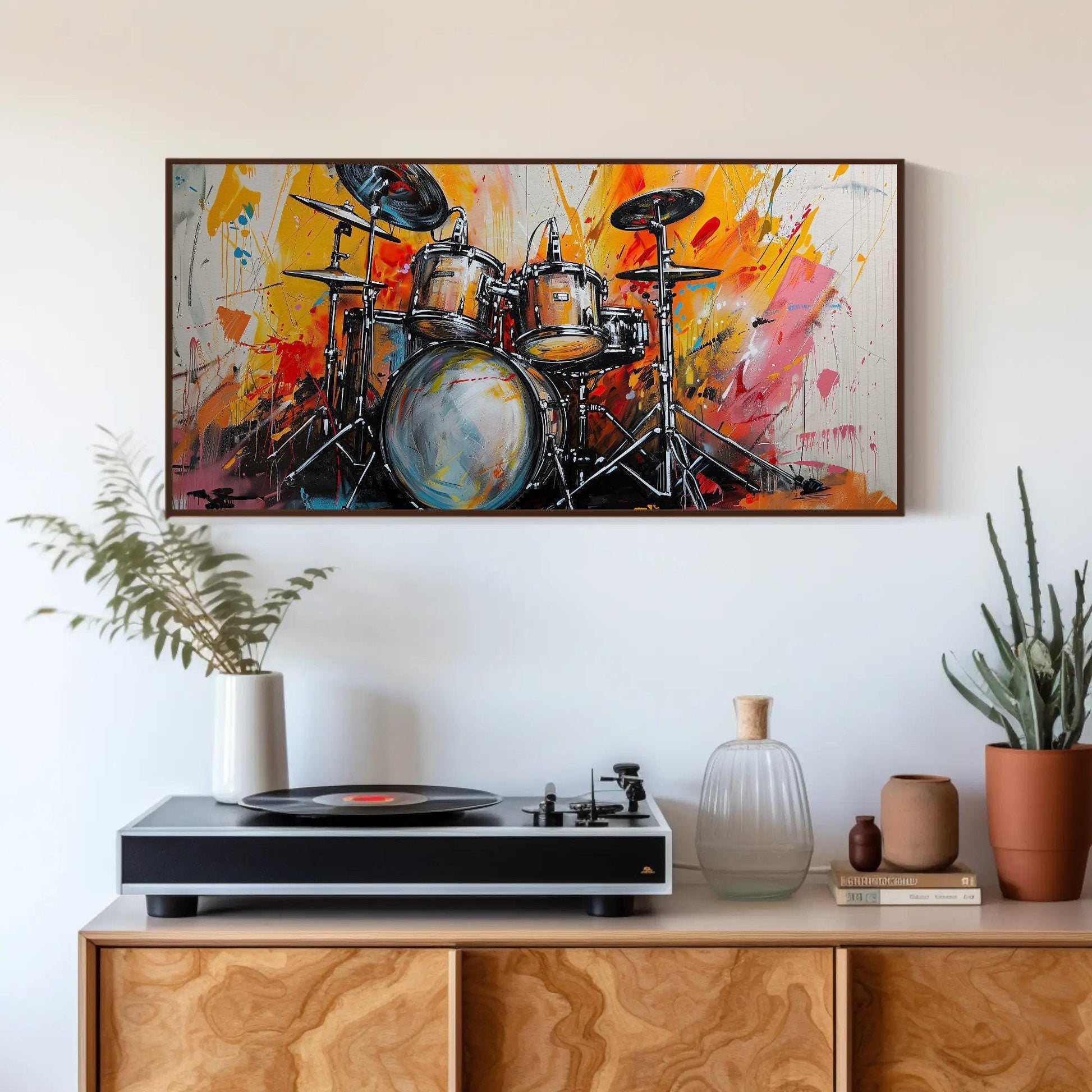 Drum Kit canvas wall art shown in a styled room (view 2)