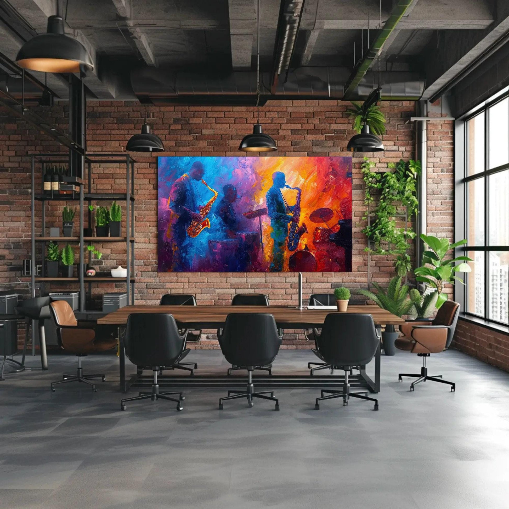 Jazz Music canvas wall art shown in a styled interior
