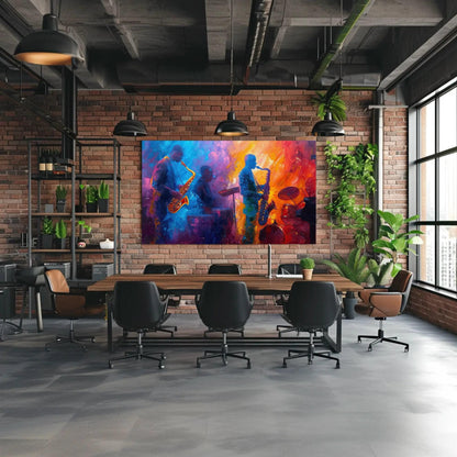 Jazz Music canvas wall art shown in a styled interior