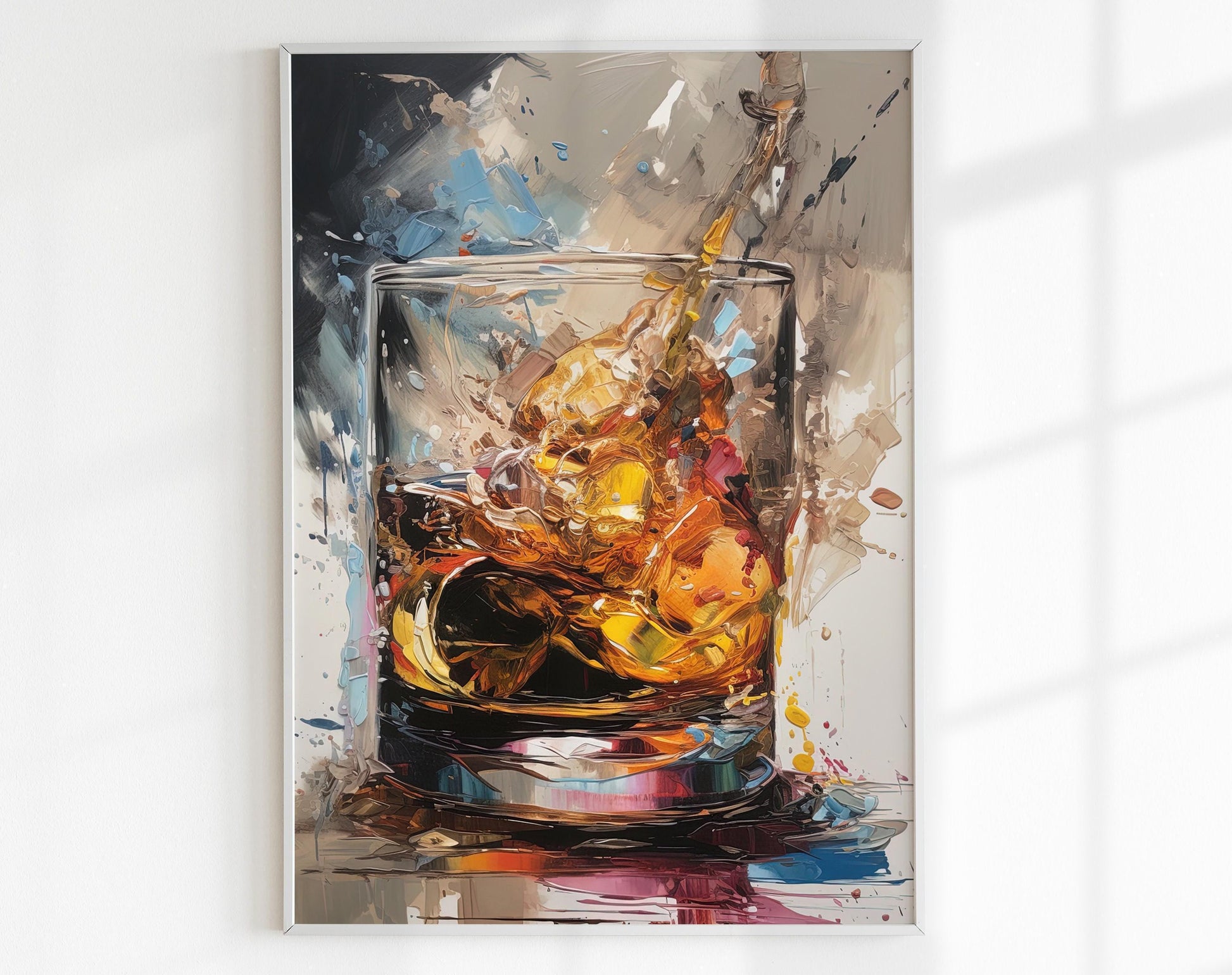 Whiskey , Modern Home Bar Sign canvas wall art in gold tones