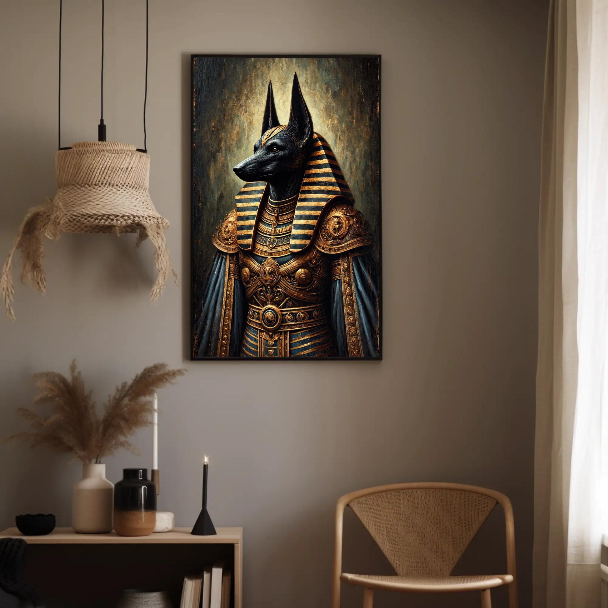 Anubis canvas wall art shown in a styled interior (view 2)