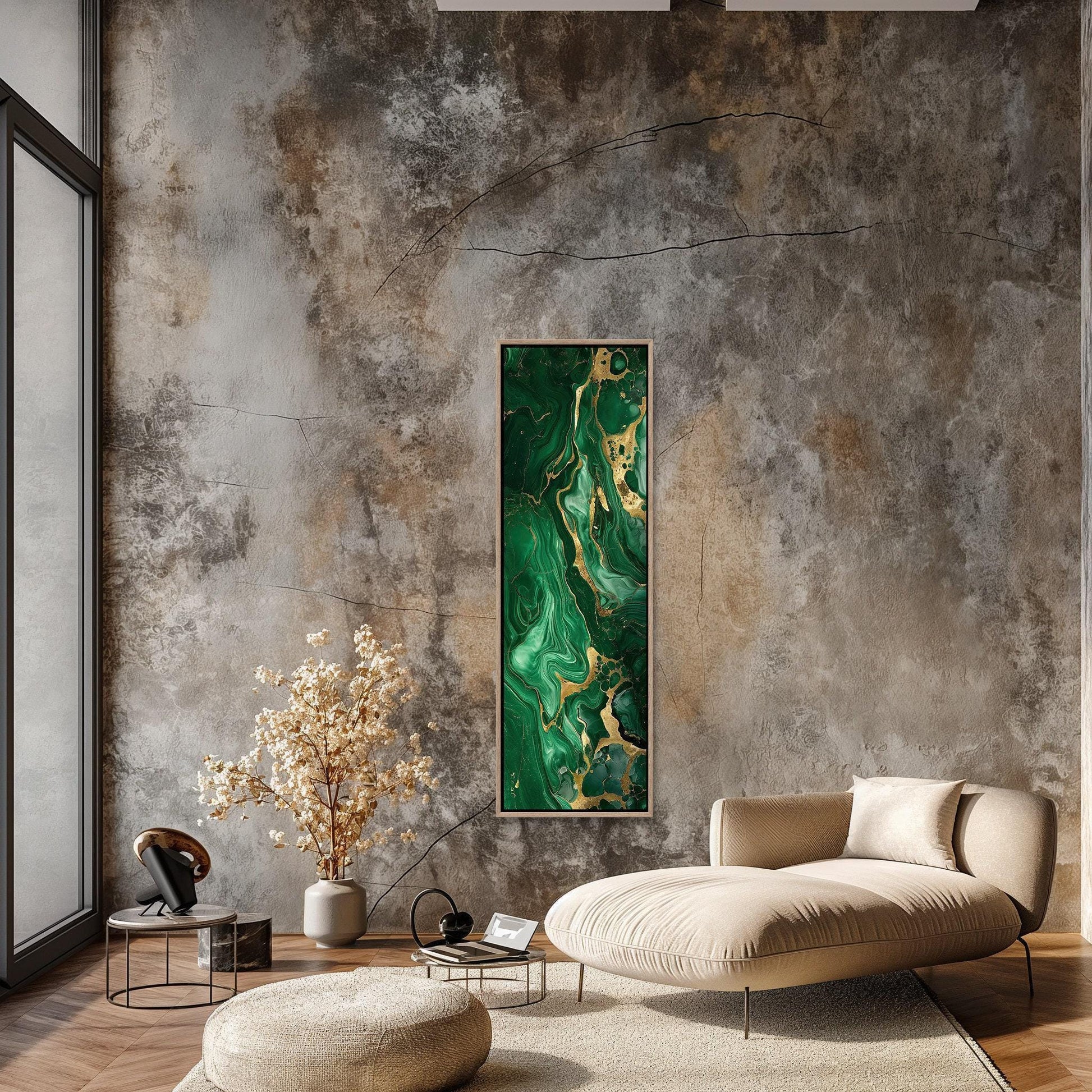 Green Gold Marble canvas wall art, gallery-wrapped or framed
