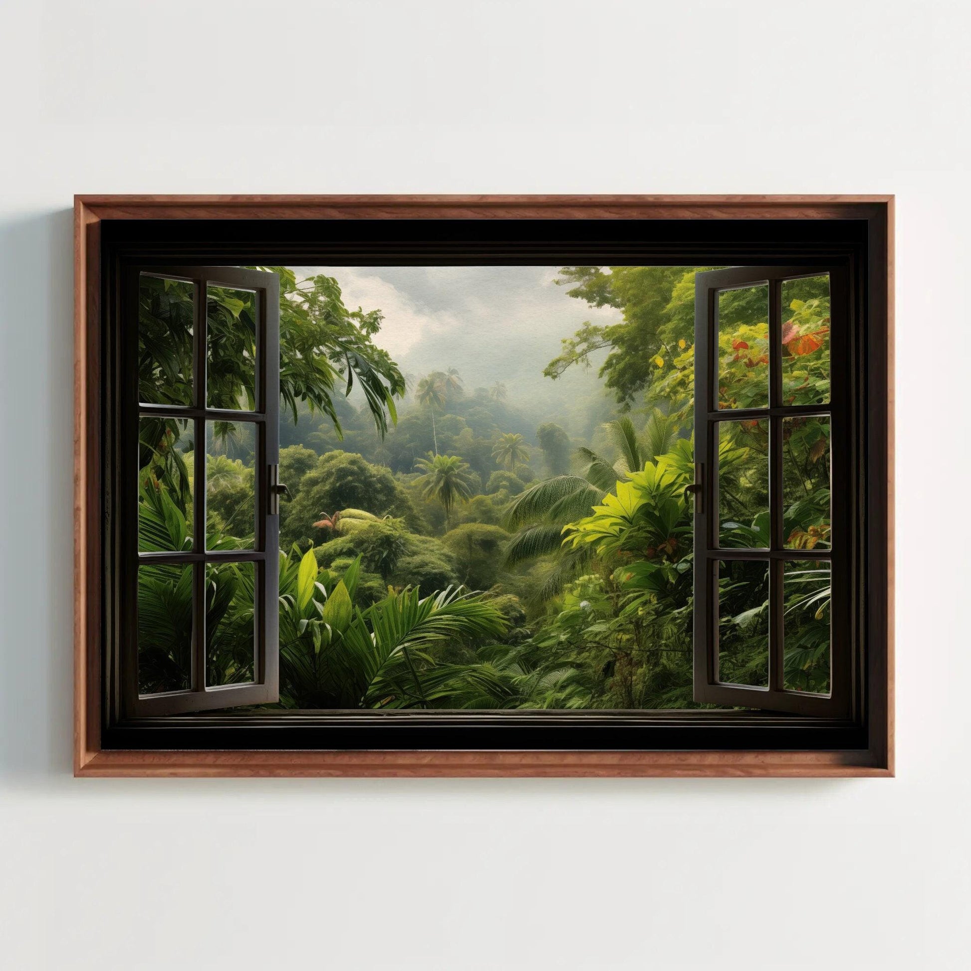 Tropical Jungle canvas wall art in green tones