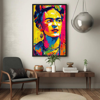 Frida Kahlo canvas wall art shown in a living room