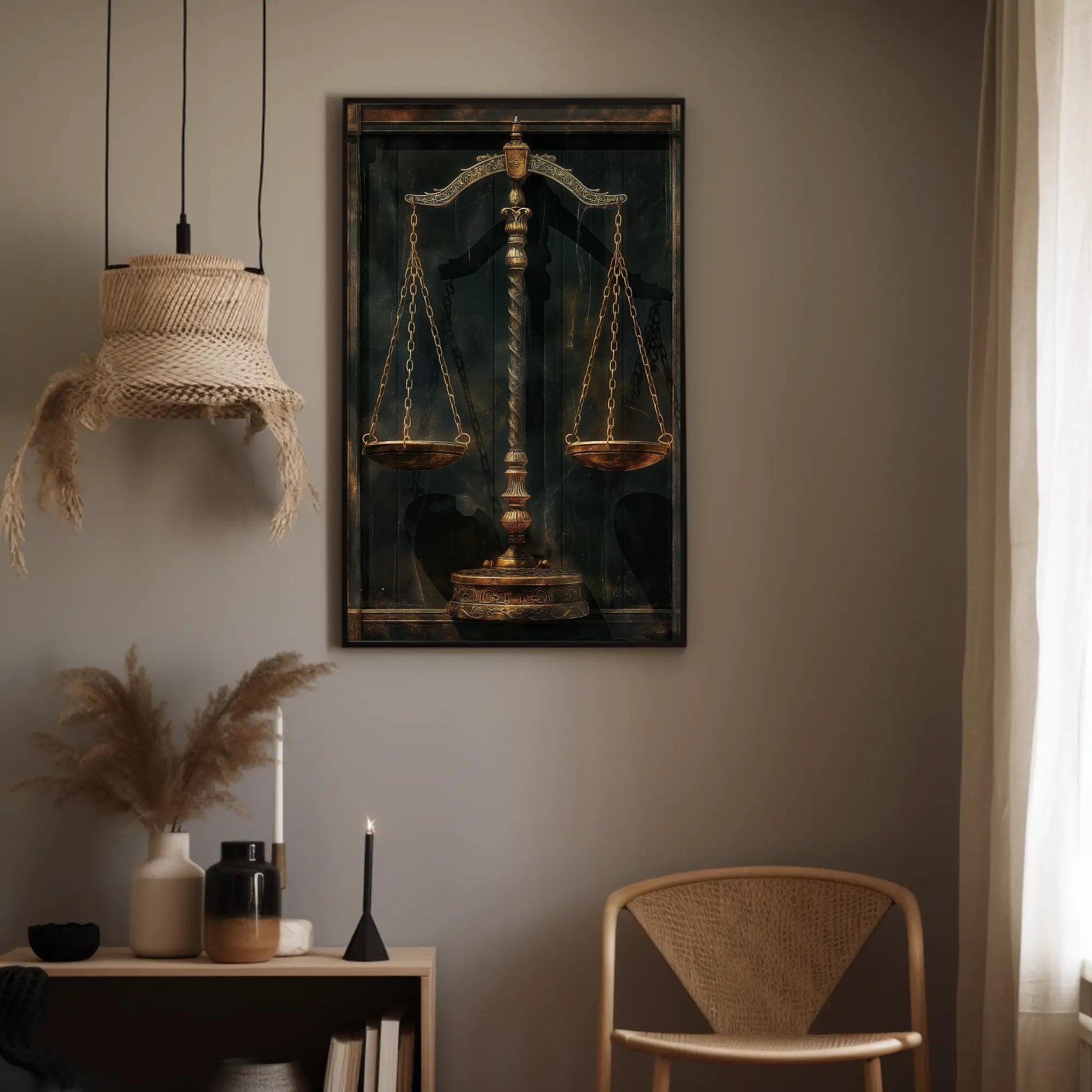 Scales Of Justice Art canvas wall art shown in a styled room (view 3)