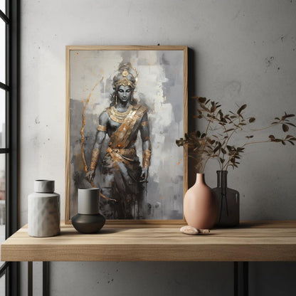 Lord Rama , Hindu God , Pooja Room canvas wall art shown in a styled room (view 4)