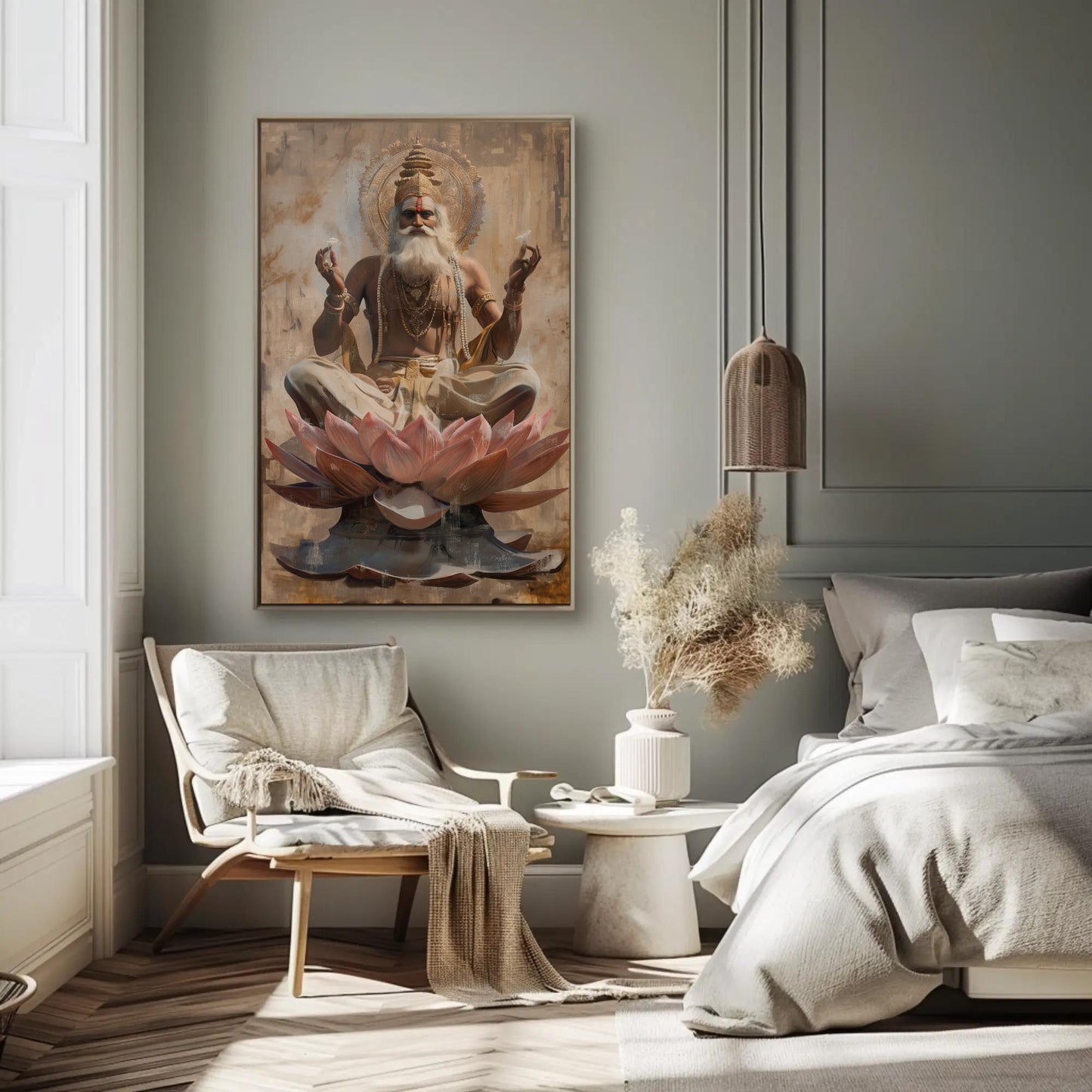 Brahma Lotus canvas wall art, statement décor
