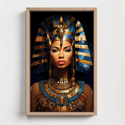 Queen Cleopatra , Egyptian Royal Black canvas wall art, ready to hang