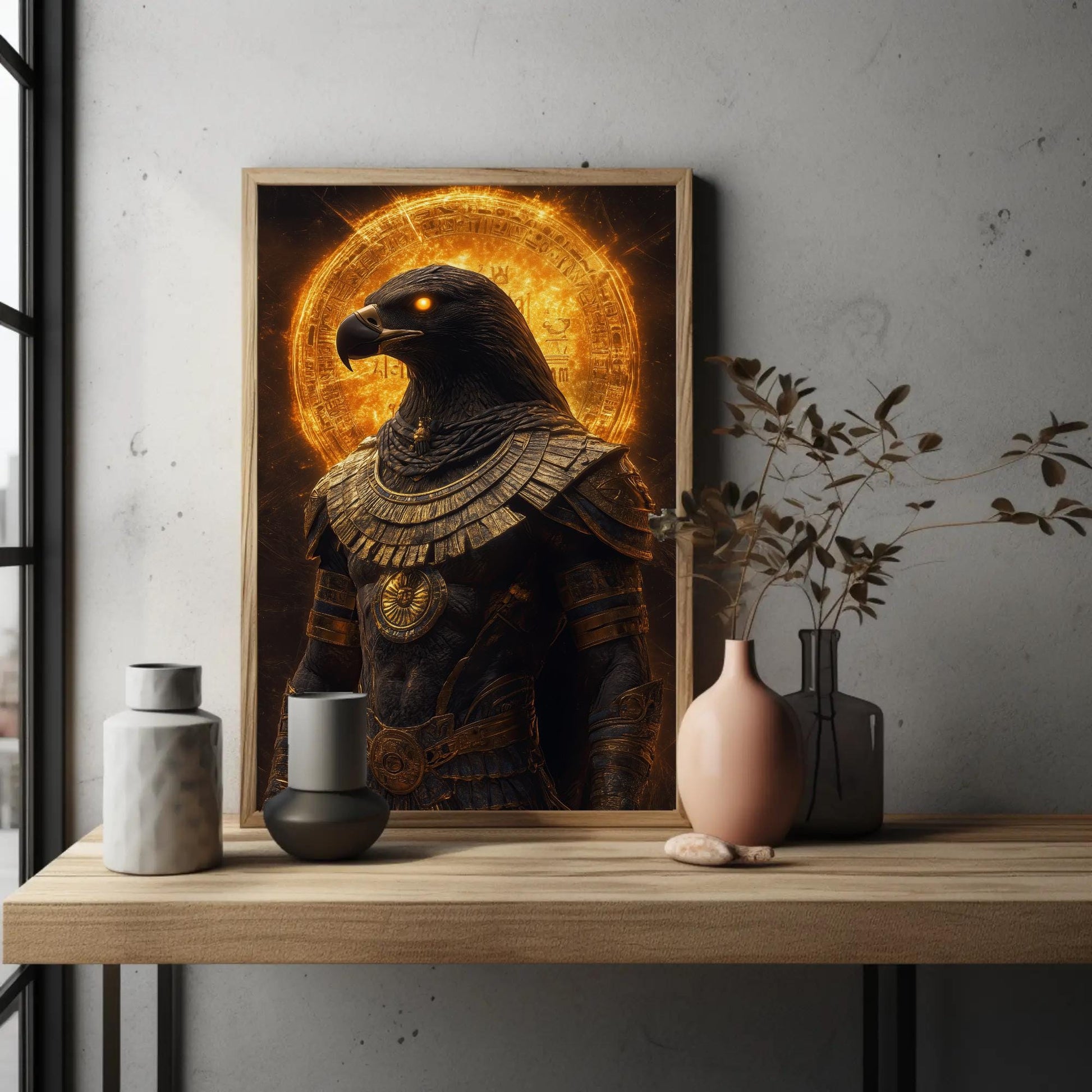Horus canvas wall art shown in a styled room (view 2)