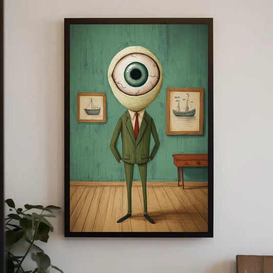 a painting of a man with an eyeball on his head