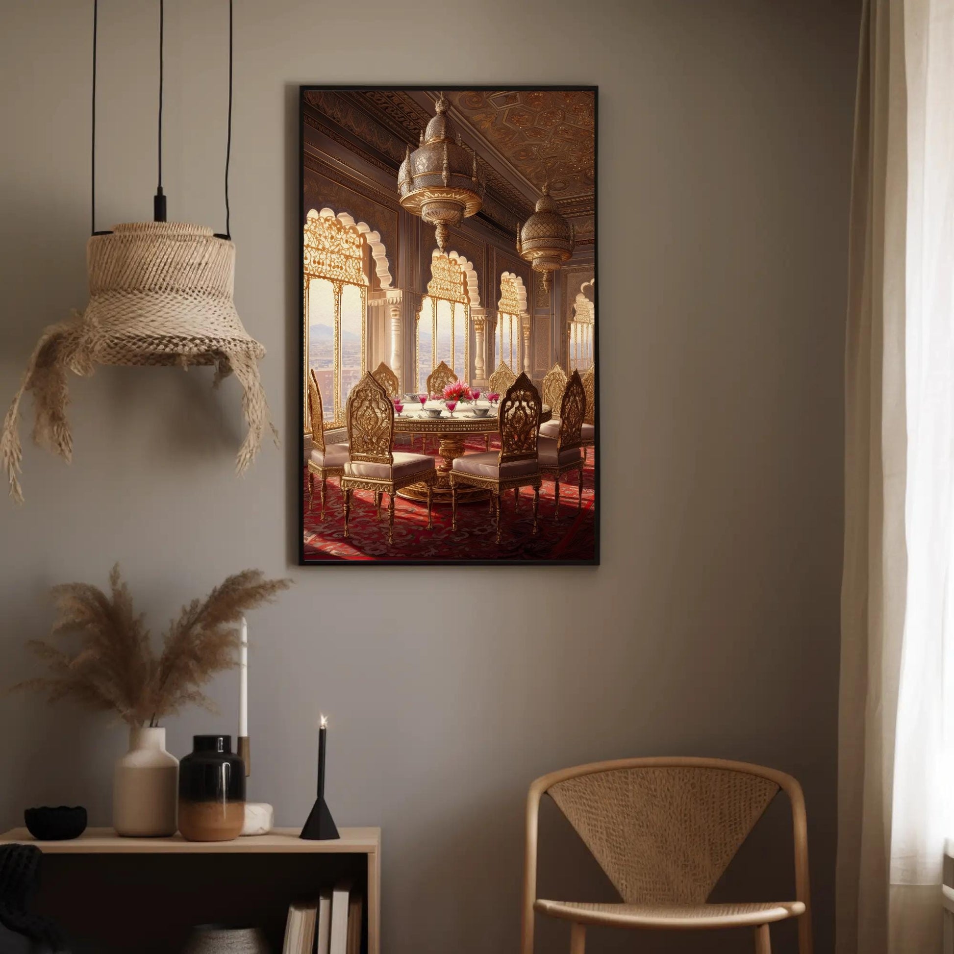 Indian Palace canvas wall art shown in a dining room