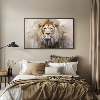 Lion Portrait Canvas Print, Abstract Wildlife King Wall Art