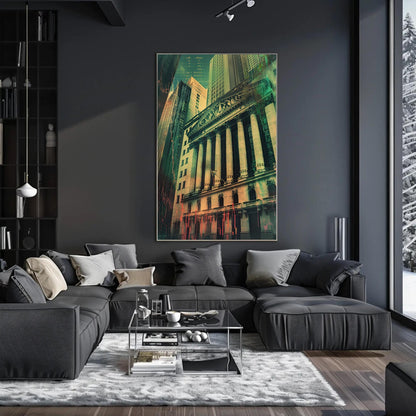 NYSE canvas wall art shown in a living room (view 3)
