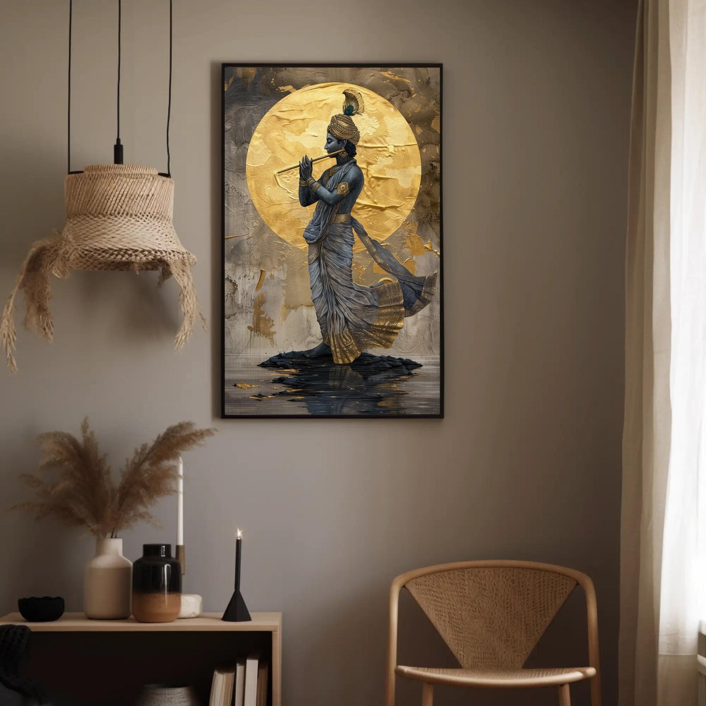 Lord Krishna Flute , Hindu Spiritual Wall canvas wall art, gallery-wrapped or framed