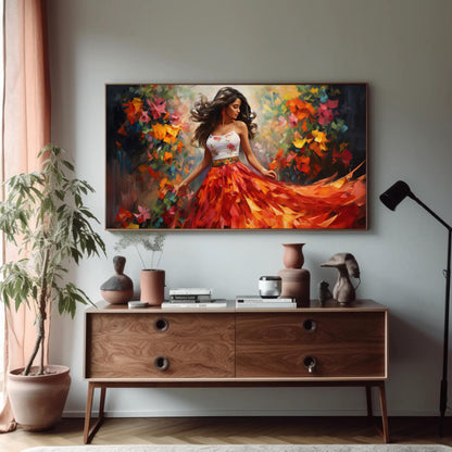 Mexican Folk Dance , Ballet Folklorico canvas wall art shown in a styled room