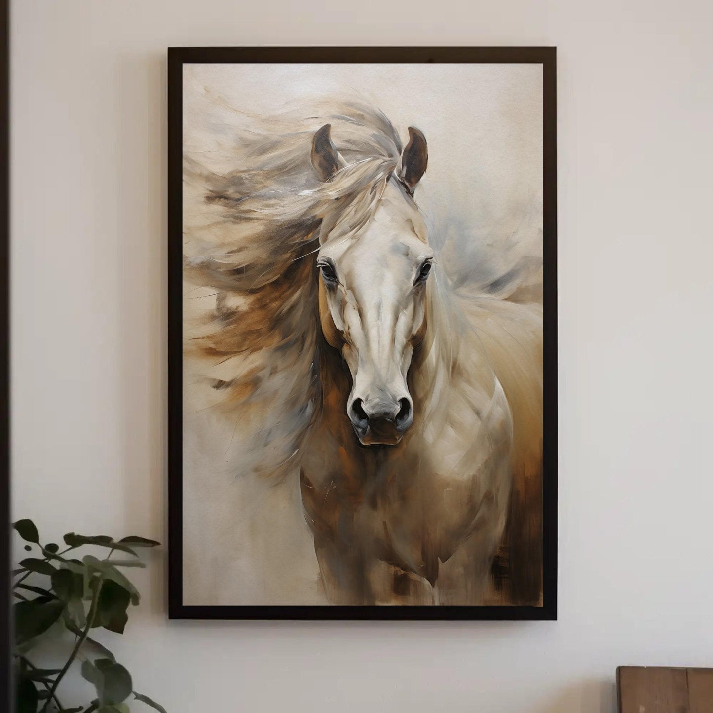 White Horse canvas print, premium giclée wall art