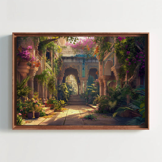 Indian Palace Canvas Print, Rajasthani Haveli Wall Art Decor
