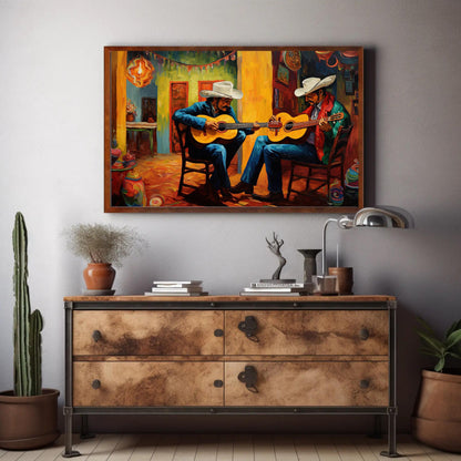 Mariachi Guitarist , Mexican Music folk art canvas wall art for the home