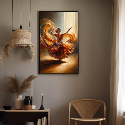 Indian Dancer , South Indian Bharatanatyam canvas wall art shown in a styled interior (view 3)