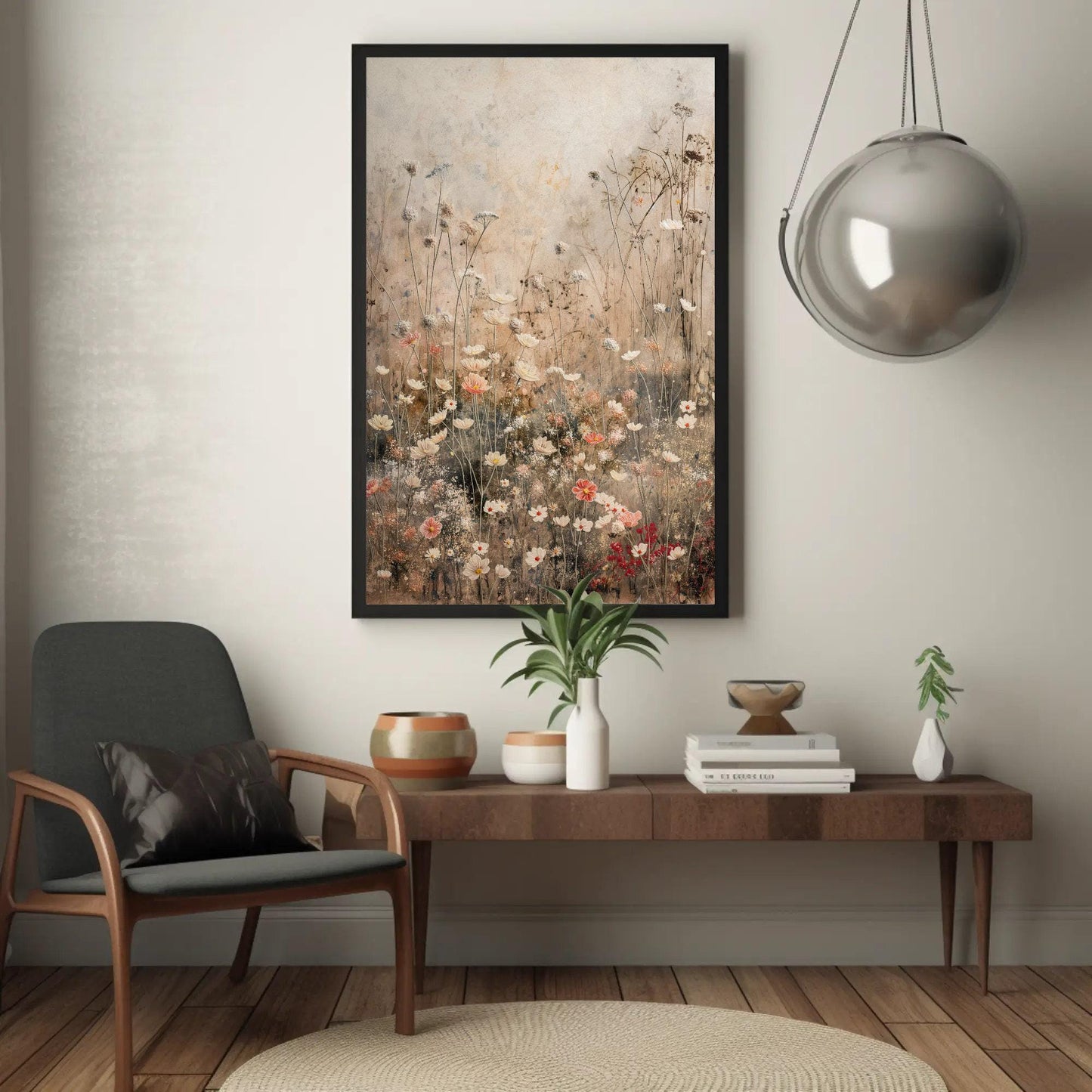 Wildflowers canvas wall art shown in a living room (view 2)