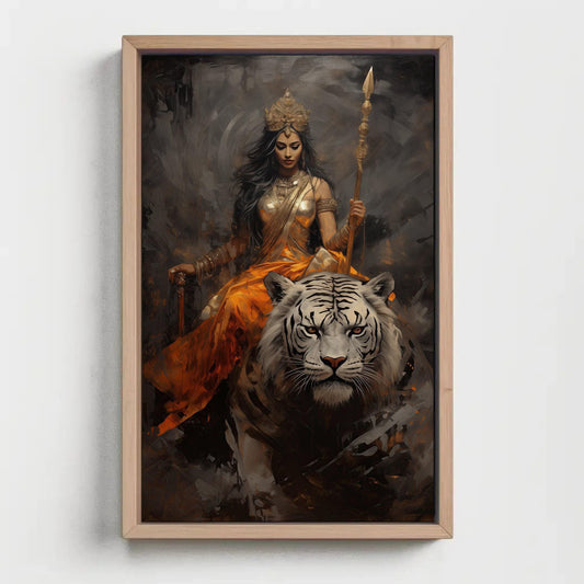 Goddess Durga Canvas Print, Hindu Warrior Mata Wall Art