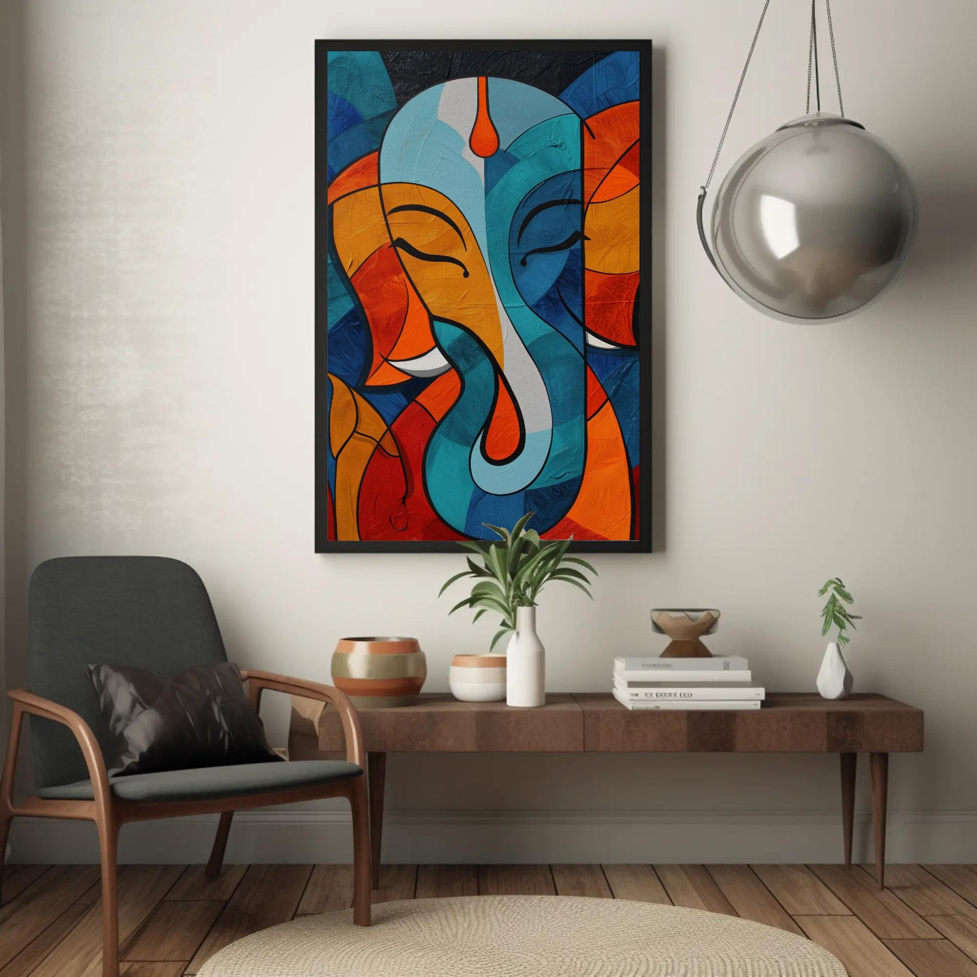 Abstract Ganesha , Modern Hindu canvas wall art, statement décor