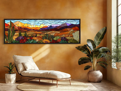 Agave Desert , Stained Glass Southwest canvas wall art shown in a living room (view 3)