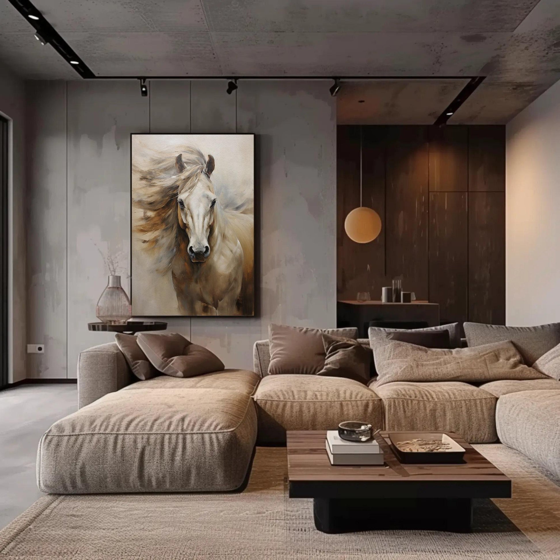 White Horse farmhouse canvas wall art, ready to hang (view 2)