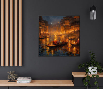 Varanasi Diwali , Ganges Festival Lights canvas print, premium giclée wall art